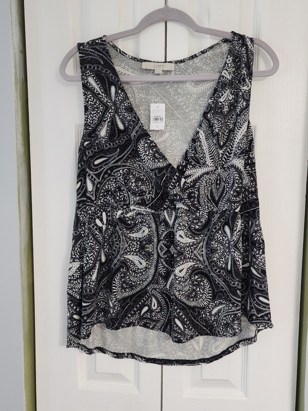LOFT Black & White Paisley Surplice Sleeveless Camisole